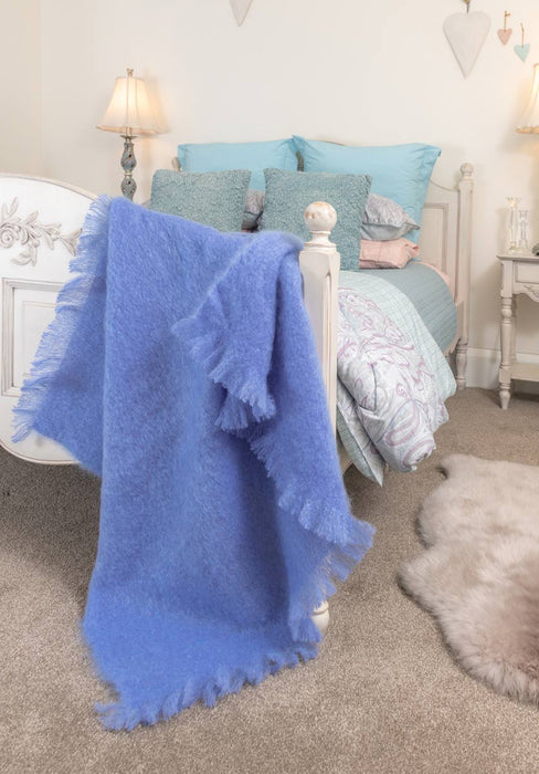 Provence Blue Mohair Throw Blanket