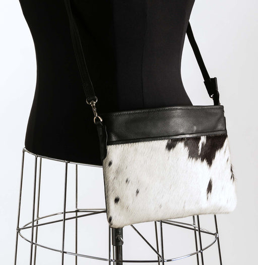 Cross-Body Handbag in black and white cowhide #3