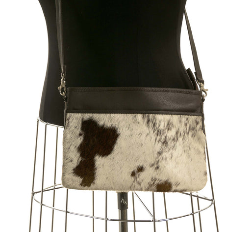 Chocolate & White Cross-Body Cowhide Handbag #14