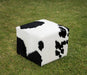 Black and white cowhide cube stool
