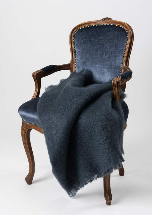 Mohair Throw New Zealand  - Windermere Charcoal Grey Mohair Chair Throw