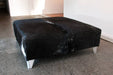 Charcoal grey square cowhide ottoman