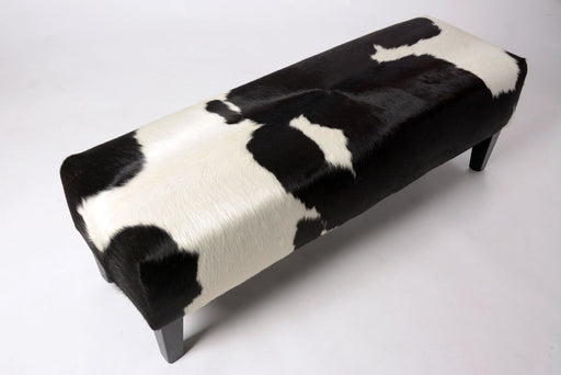Cowhide ottoman black and white bench style