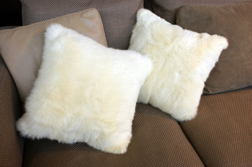 Cream possum fur cushions NZ made