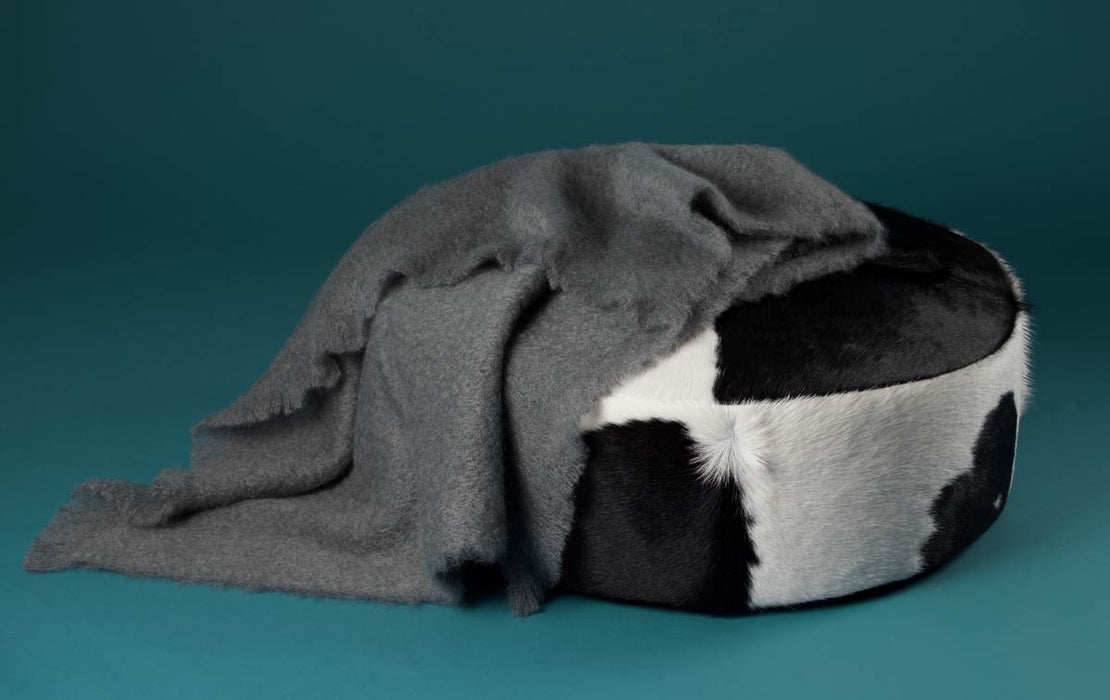 Slate Grey Mohair Throw Blanket