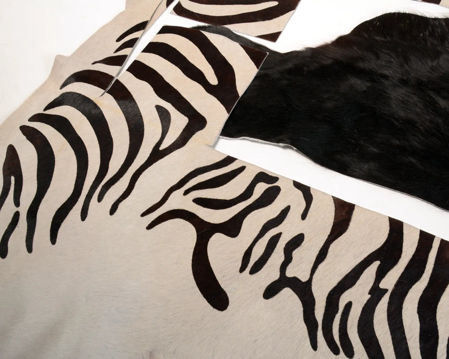 Zebra and black cowhide scraps for craft
