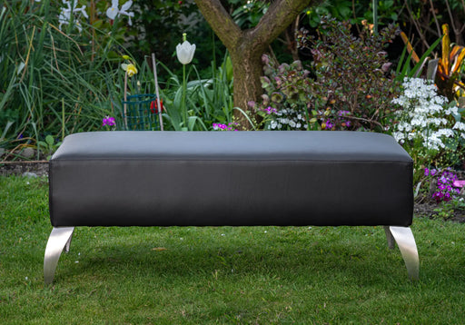 Black leather ottoman made in New Zealand