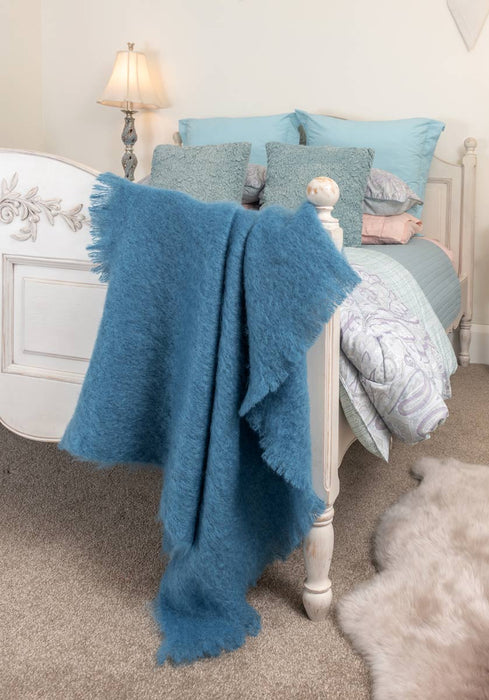 Windermere Mohair Chair Throw Lake Blue