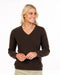 NB396 womens vee-neck possum merino sweater cocoa