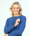 Cornflower blue womens crew neck possum merino wool sweater