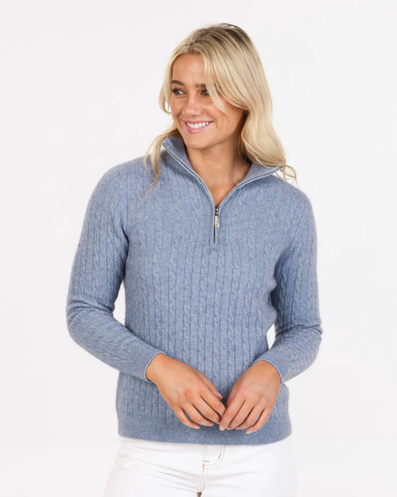 NB900 womens cable knit sweater in crystal blue