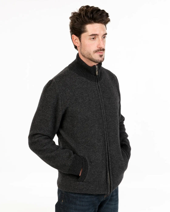 NE439 Mens possum merino zip jacket in Charcoal