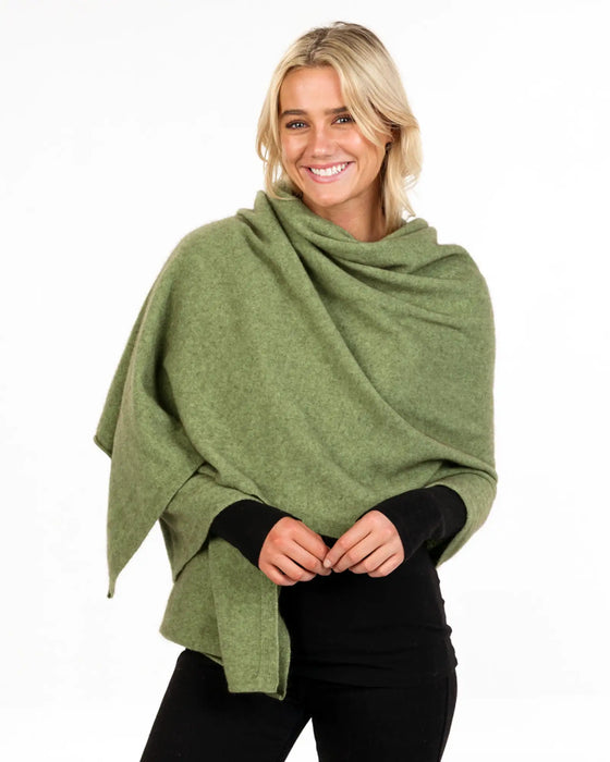 NE815 womens possum merino wrap in green