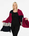 NE815 Winterberry stripe travel wrap in possum merino wool