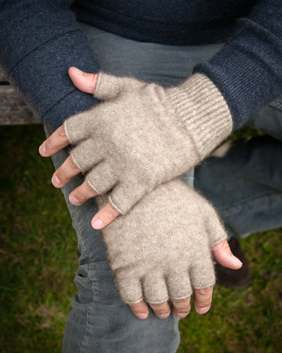 Possum & Merino Gloves Beige  Fingerless Gloves Australia — Gorgeous  Creatures