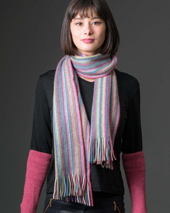 Native World Raspberry Pink Multi Stripe Scarf - NX378