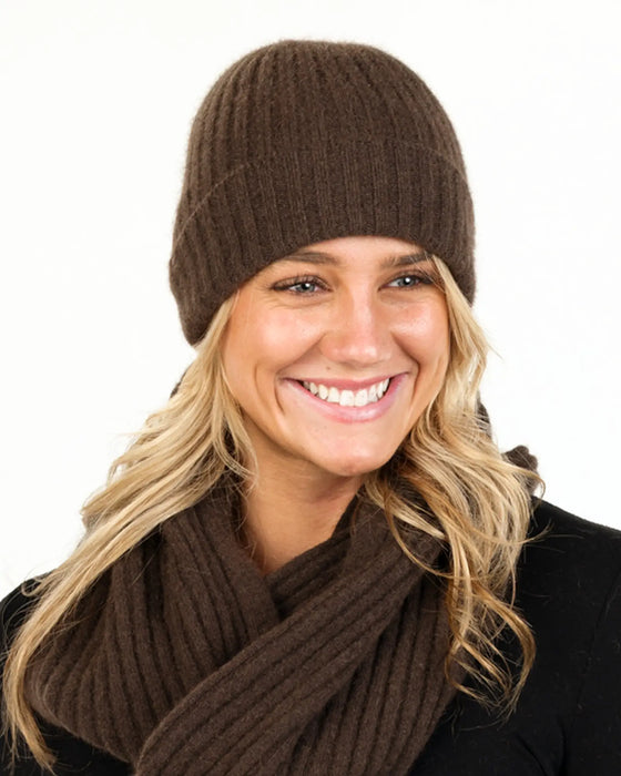 NX480 cocoa brown ribbed beanie