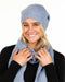 NX677 Crystal blue possum merino slouch beanie hat 