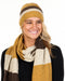 NX824 striped travel scarf in cocoa and marigold