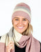 NX825 lily pink stripe possum merino wool travel beanie