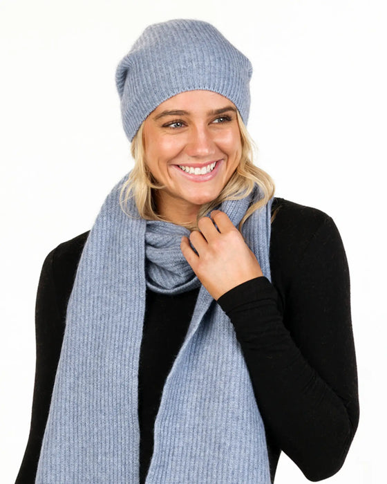 NX876 Crystal blue possum merino wool scarf