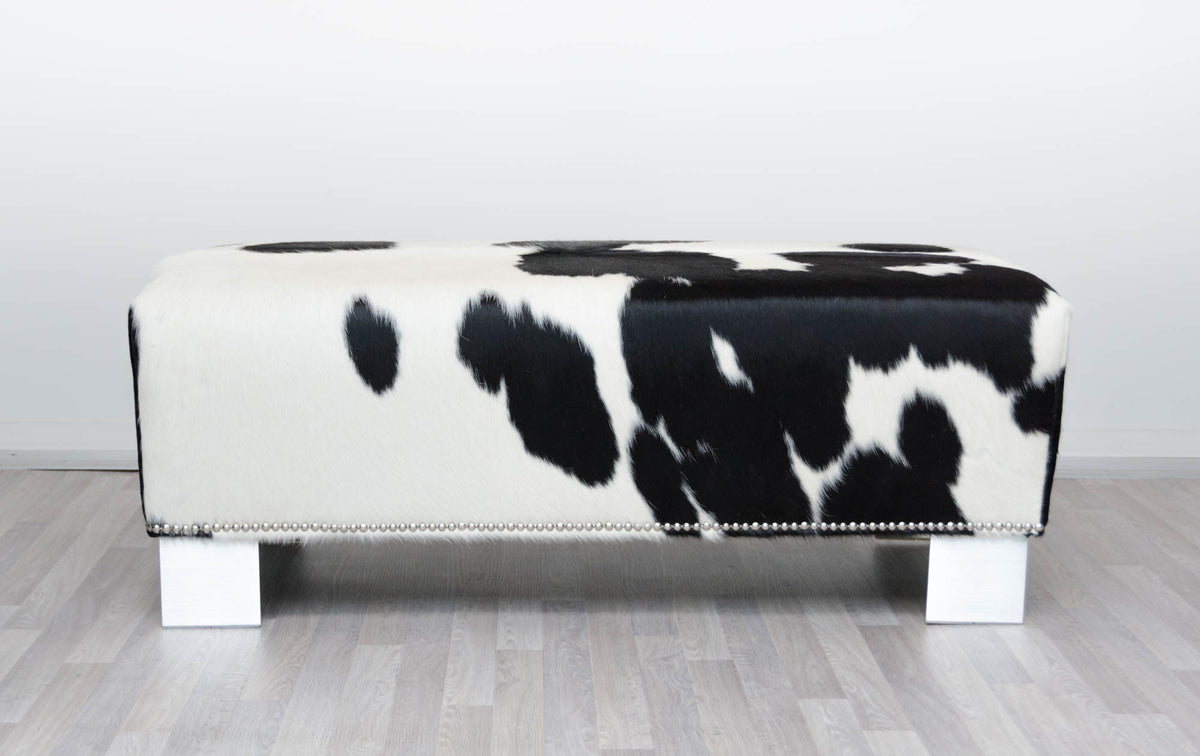 Black White Cowhide Ottoman Cowhide Furniture — Creatures