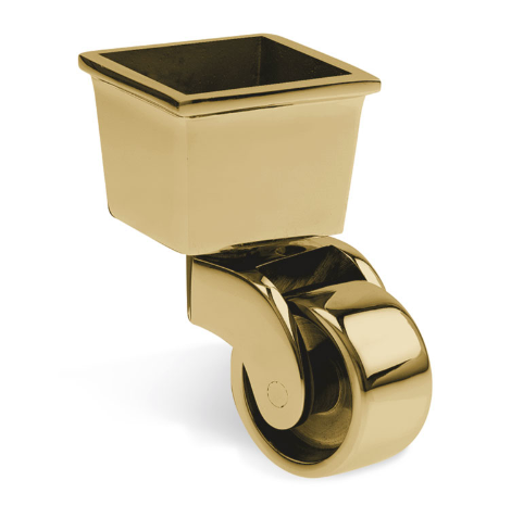 Square Cup & Caster Wheels 45mm - Brass gold