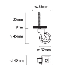 Caster wheel size diagram