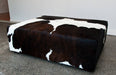 Cowhide Ottoman Deep with Low Wood Legs 114x92x38cm