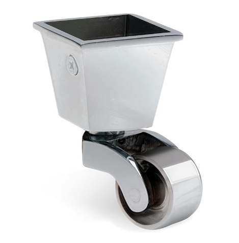Chrome silver square cup and caster wheels 32mm
