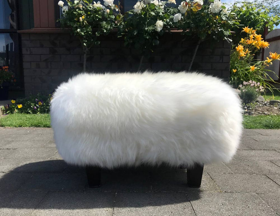 Ivory Woolly Stool Sheepskin Footstool