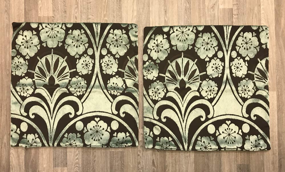 Fabric Cushion Covers Set 50cm x 50cm - Sage & Choc