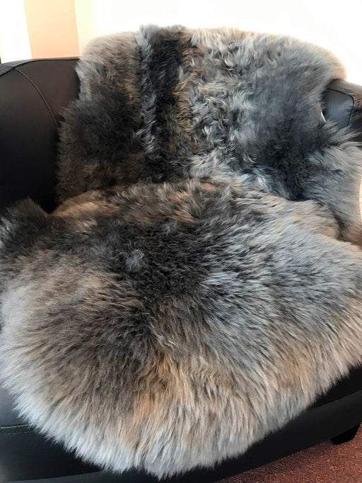 Grey Longwool Double Sheepskin Rug