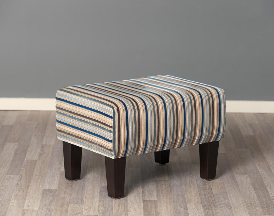 Stripe Fabric Footstool with Wood Legs 55x40x37cm
