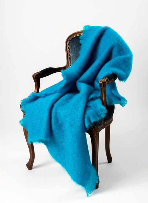 Mohair Blanket NZ Windermere Turquoise Blue 