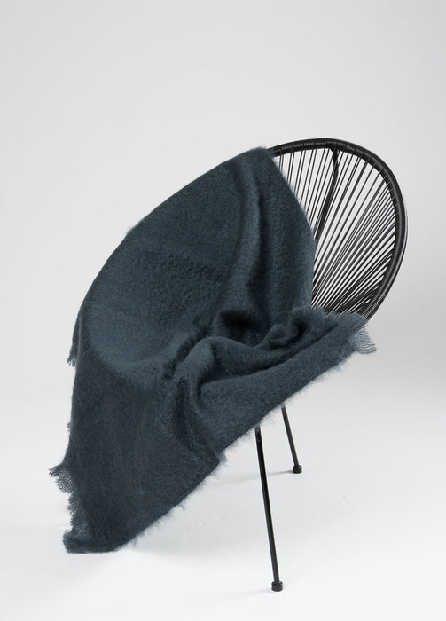 Windermere Charcoal Grey Mohair Throw Blanket