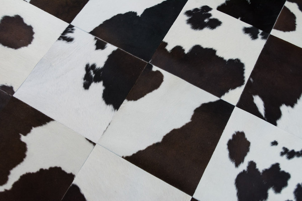 Cowhide Patchwork Rugs Leather Rug Stitched Cowhide Mat —
